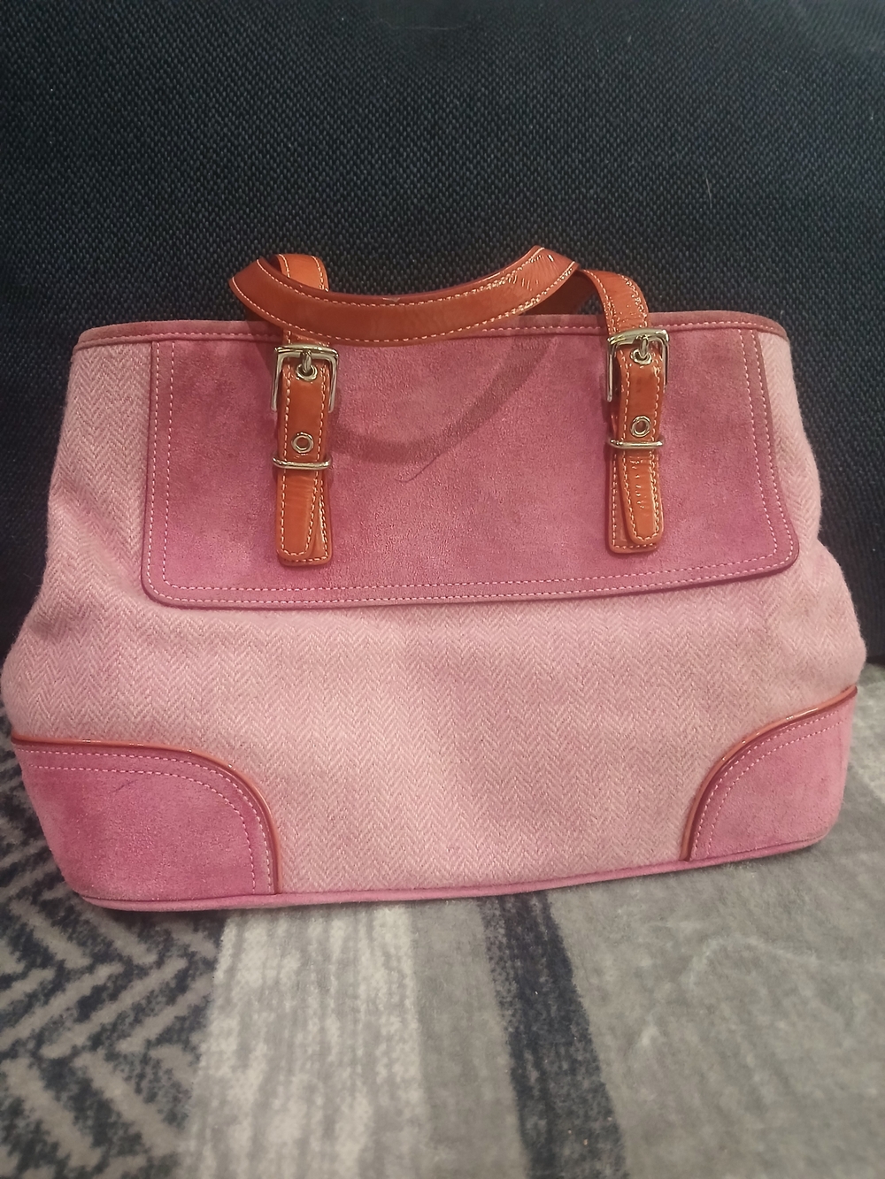 Pink Suede and Leather Coach Women’s Small Bag